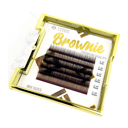 Rzęsy Brownie 0,07 mix - Dark Brown, D