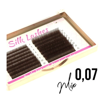 Rzęsy Silk Lashes 0,07 mix - Ciemny Brąz, 8-15mm, D